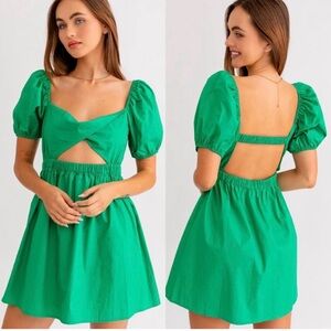 Le Lis Vibrant Green Backless Dress